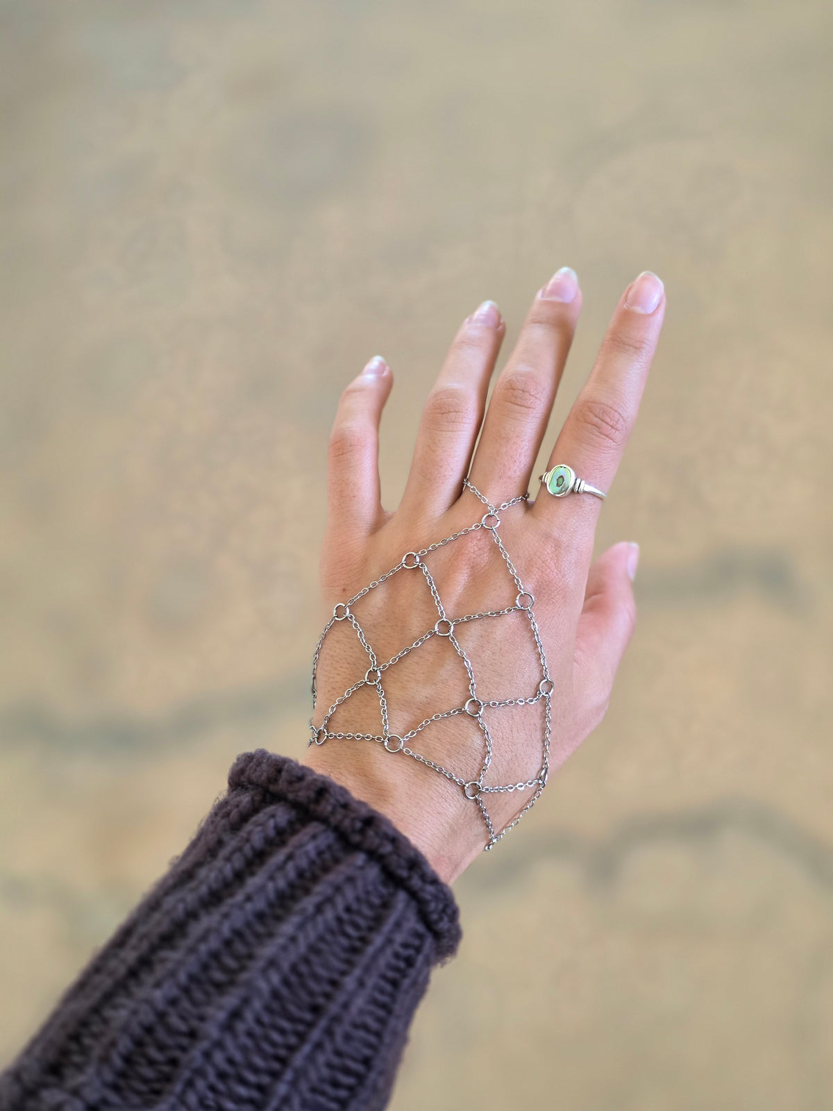 Silver lattice chainmaille hand chain