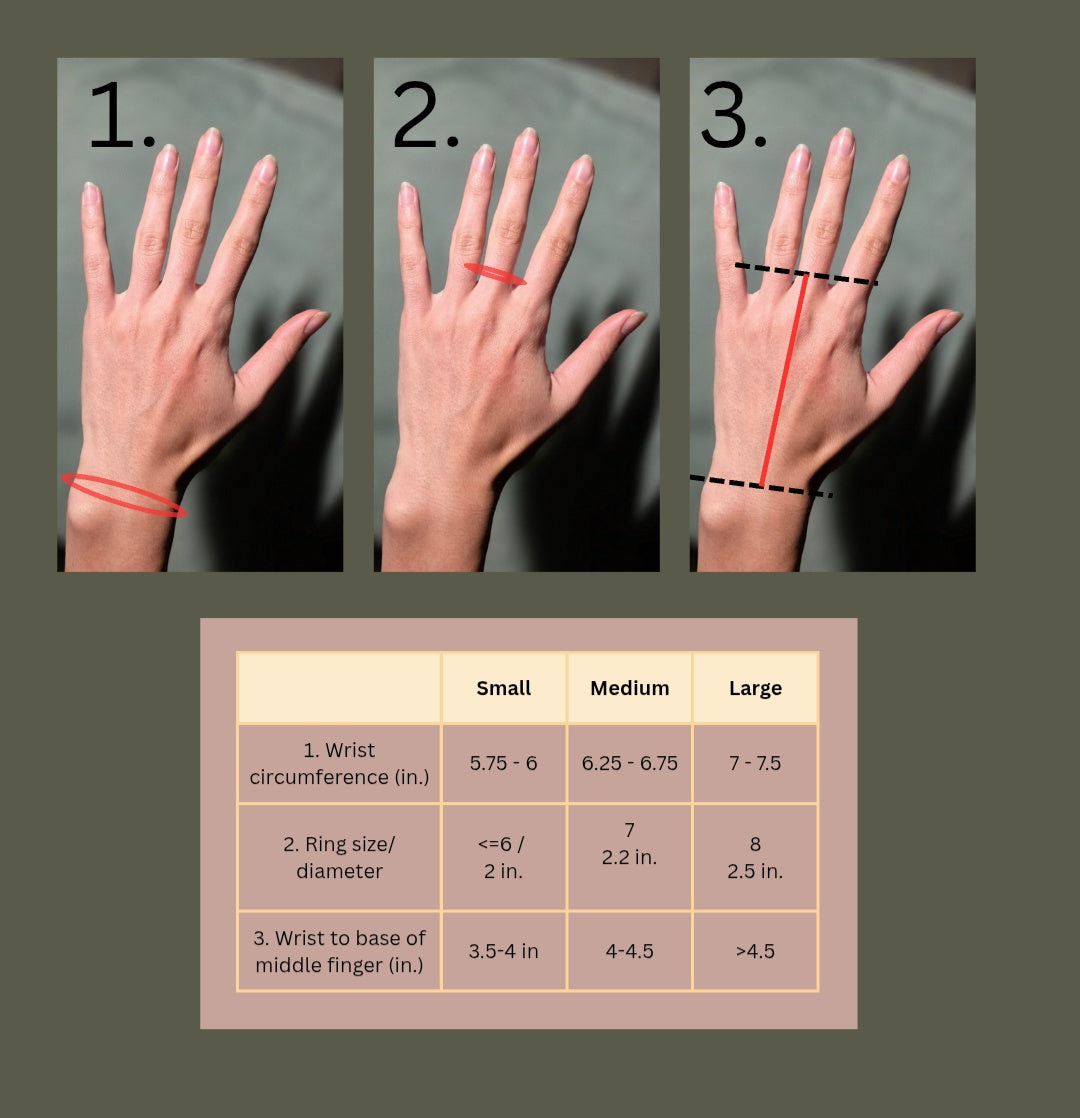 Hand chain size guide: wrist-to-finger measurement