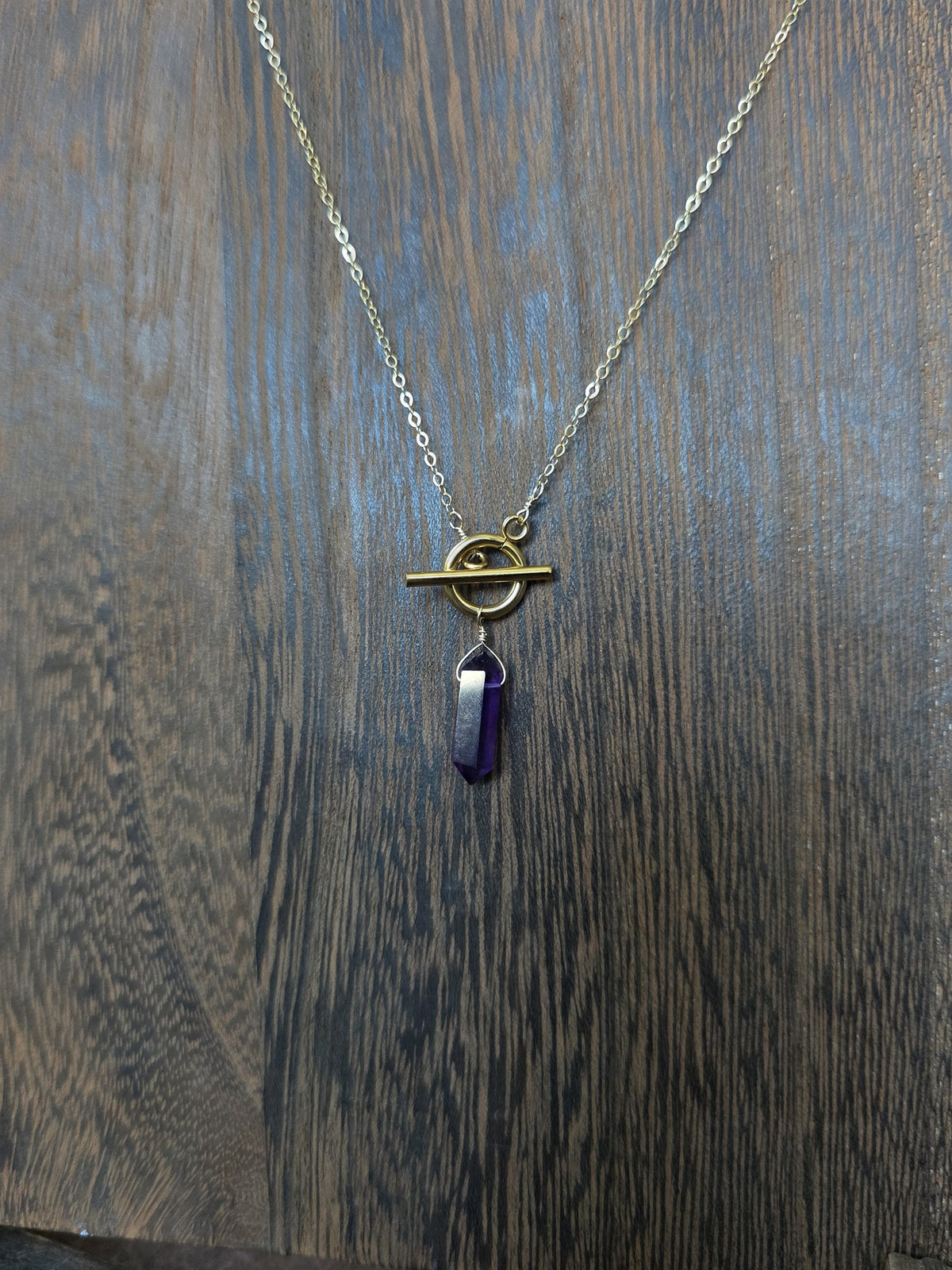 Amethyst pendulum necklace on 14k gold-filled chain