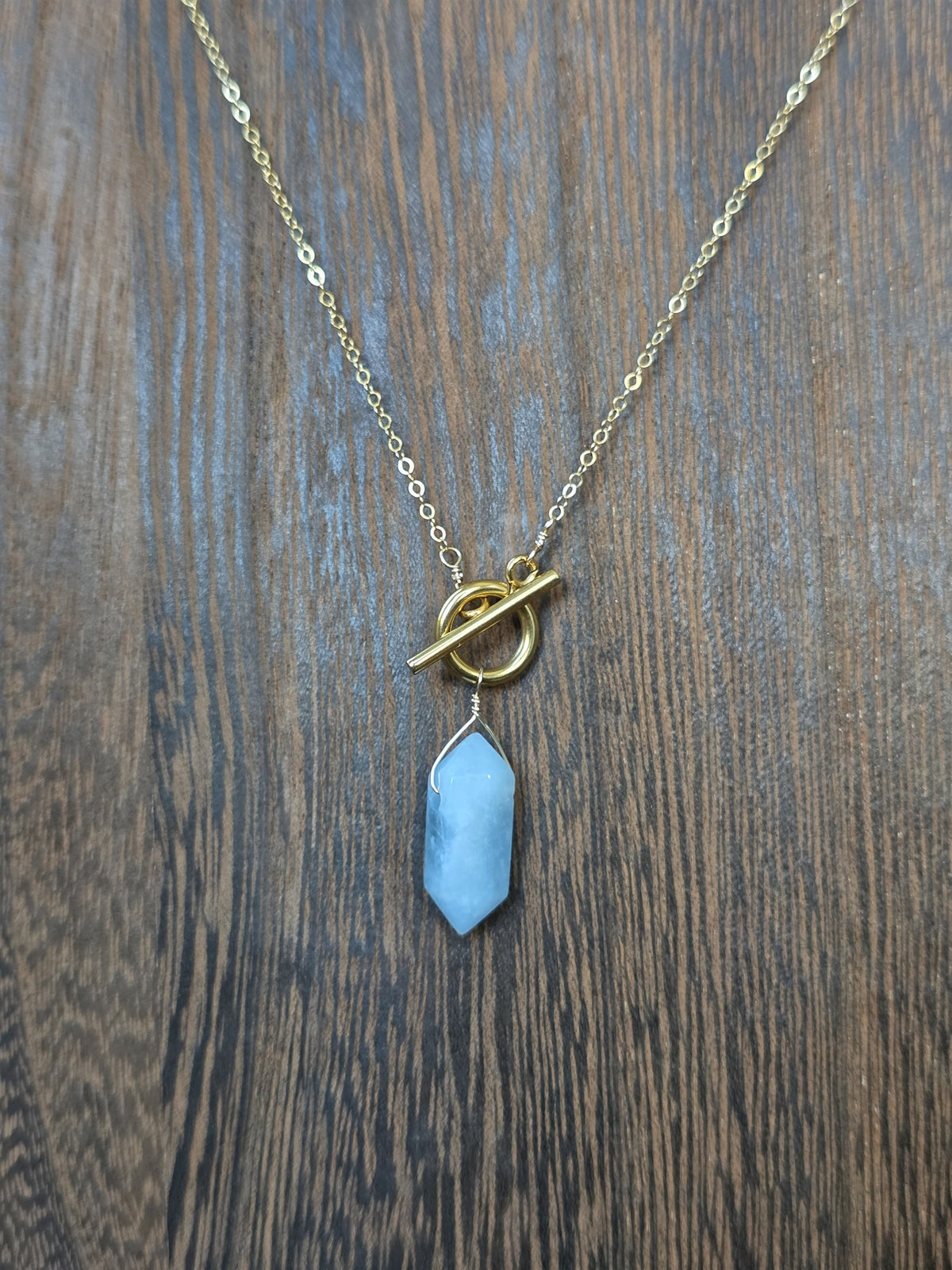 Aquamarine pendulum necklace on 14k gold-filled chain