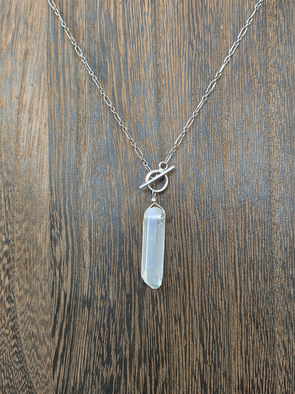 Rainbow quartz pendulum necklace on sterling silver