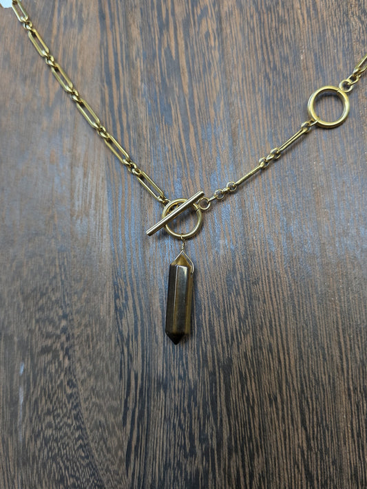 Tiger's eye pendulum necklace, detail